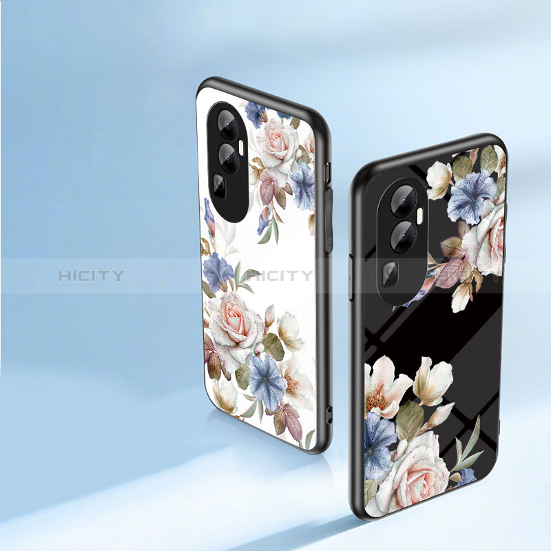 Funda Bumper Silicona Gel Espejo Flores Carcasa S01 para Oppo Reno10 Pro+ Plus 5G