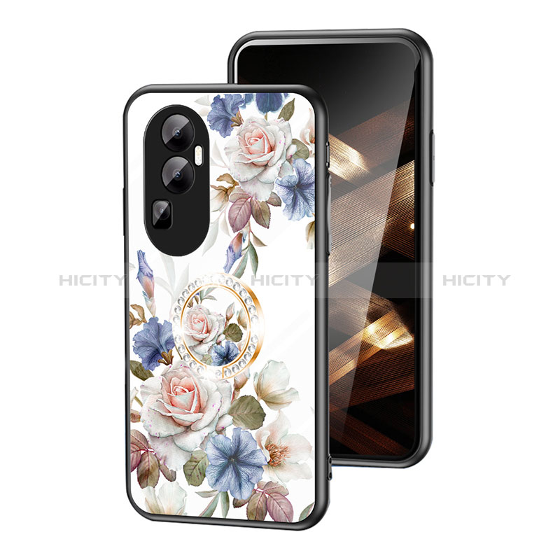 Funda Bumper Silicona Gel Espejo Flores Carcasa S01 para Oppo Reno10 Pro+ Plus 5G