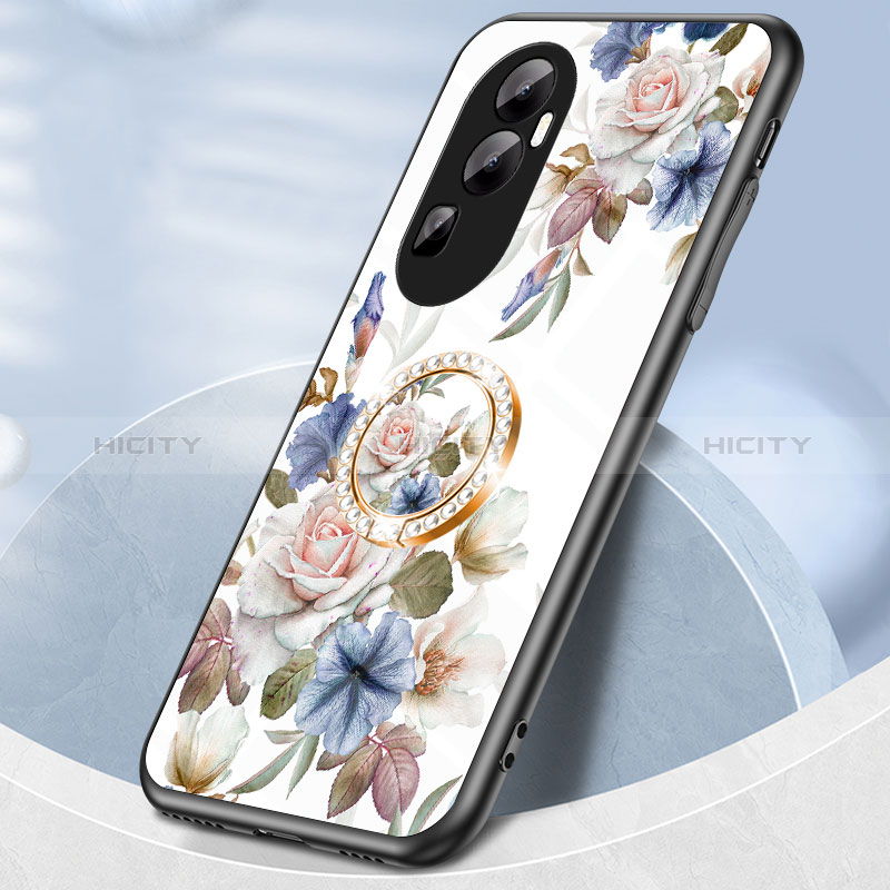 Funda Bumper Silicona Gel Espejo Flores Carcasa S01 para Oppo Reno10 Pro+ Plus 5G