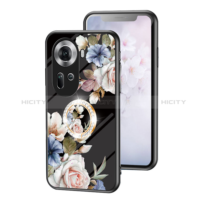 Funda Bumper Silicona Gel Espejo Flores Carcasa S01 para Oppo Reno11 5G