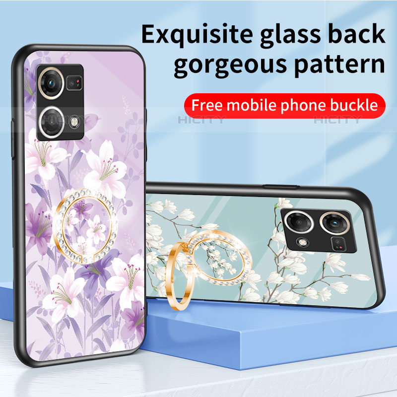 Funda Bumper Silicona Gel Espejo Flores Carcasa S01 para Oppo Reno7 4G