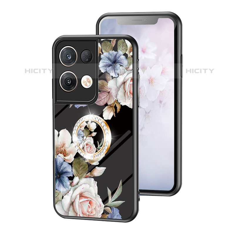 Funda Bumper Silicona Gel Espejo Flores Carcasa S01 para Oppo Reno8 Pro 5G