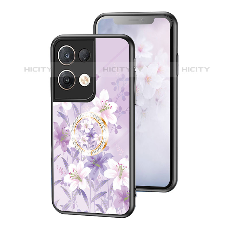 Funda Bumper Silicona Gel Espejo Flores Carcasa S01 para Oppo Reno8 Pro 5G