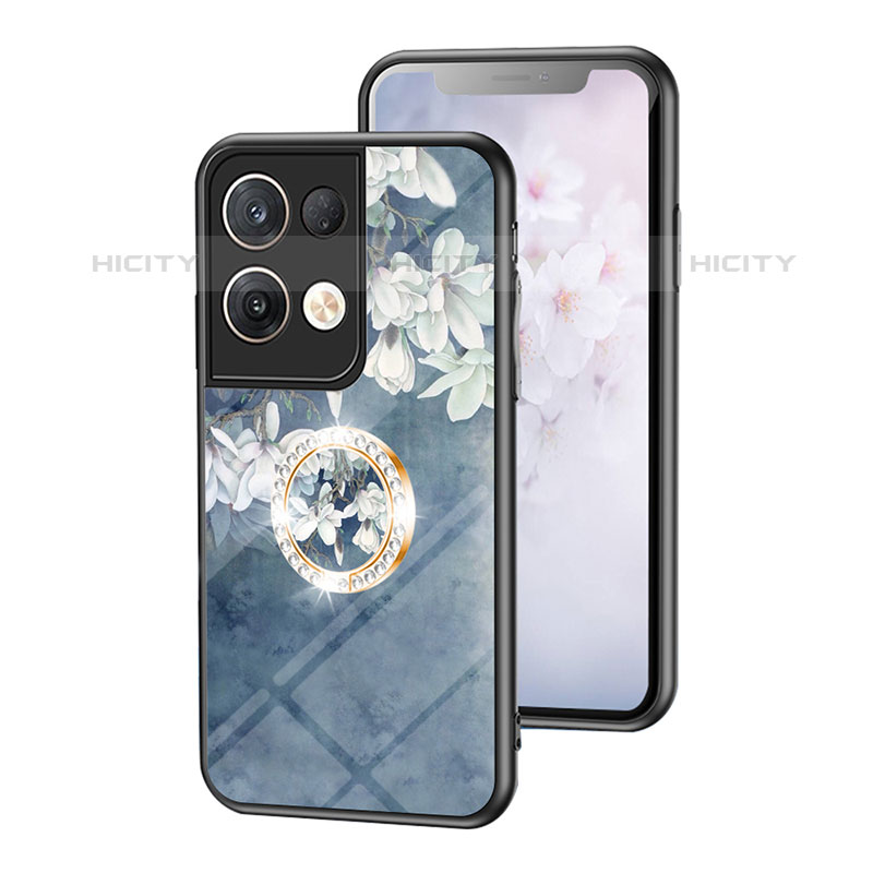 Funda Bumper Silicona Gel Espejo Flores Carcasa S01 para Oppo Reno8 Pro 5G