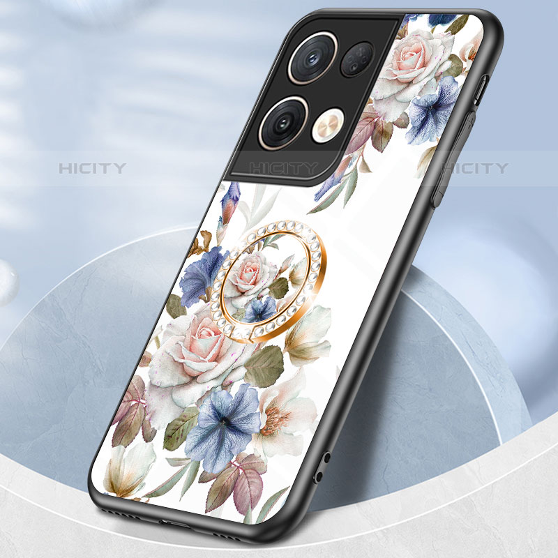 Funda Bumper Silicona Gel Espejo Flores Carcasa S01 para Oppo Reno8 Pro 5G