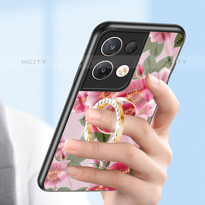 Funda Bumper Silicona Gel Espejo Flores Carcasa S01 para Oppo Reno8 Pro+ Plus 5G