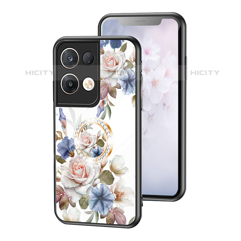 Funda Bumper Silicona Gel Espejo Flores Carcasa S01 para Oppo Reno8 Pro+ Plus 5G