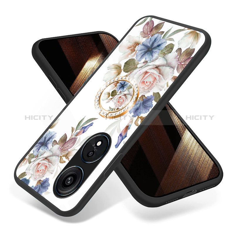 Funda Bumper Silicona Gel Espejo Flores Carcasa S01 para Oppo Reno8 T 4G