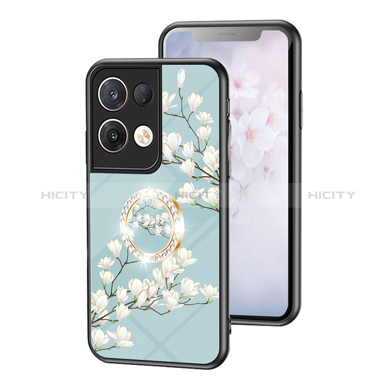 Funda Bumper Silicona Gel Espejo Flores Carcasa S01 para Oppo Reno9 Pro+ Plus 5G