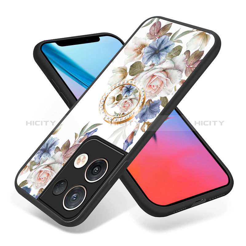 Funda Bumper Silicona Gel Espejo Flores Carcasa S01 para Oppo Reno9 Pro+ Plus 5G