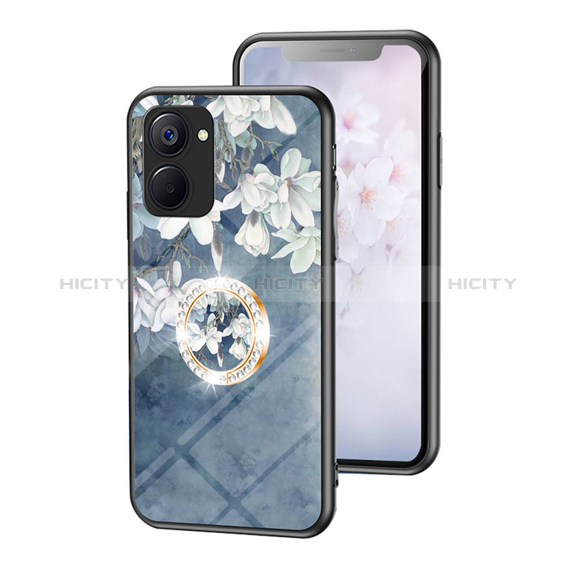 Funda Bumper Silicona Gel Espejo Flores Carcasa S01 para Realme 10S 5G