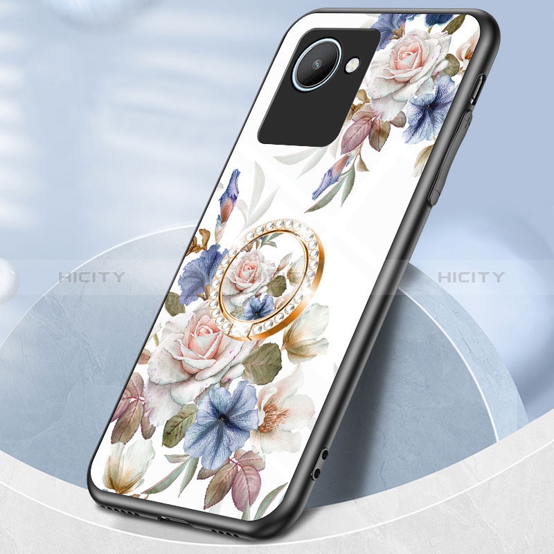 Funda Bumper Silicona Gel Espejo Flores Carcasa S01 para Realme C30s