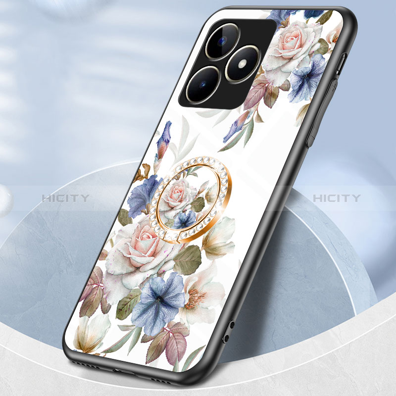 Funda Bumper Silicona Gel Espejo Flores Carcasa S01 para Realme C51