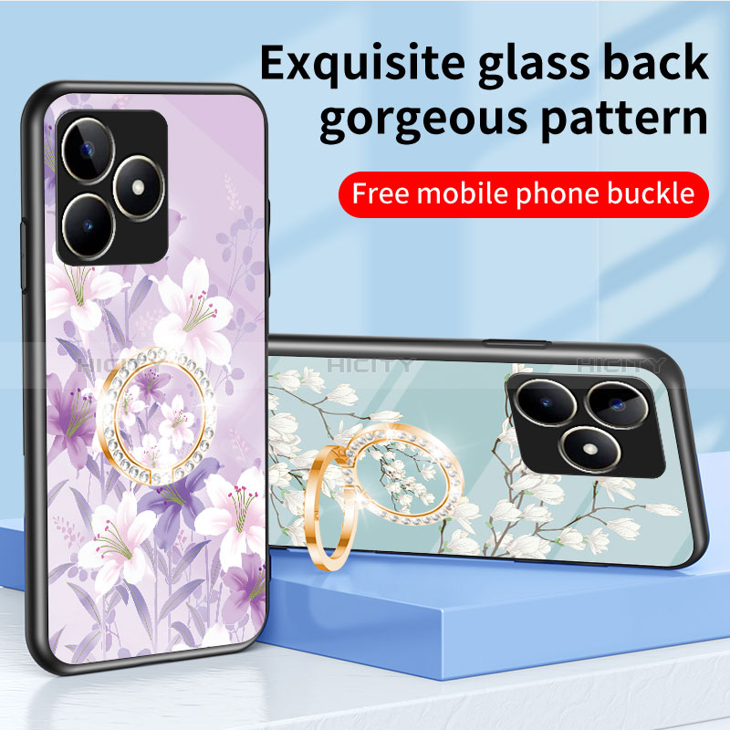 Funda Bumper Silicona Gel Espejo Flores Carcasa S01 para Realme C51