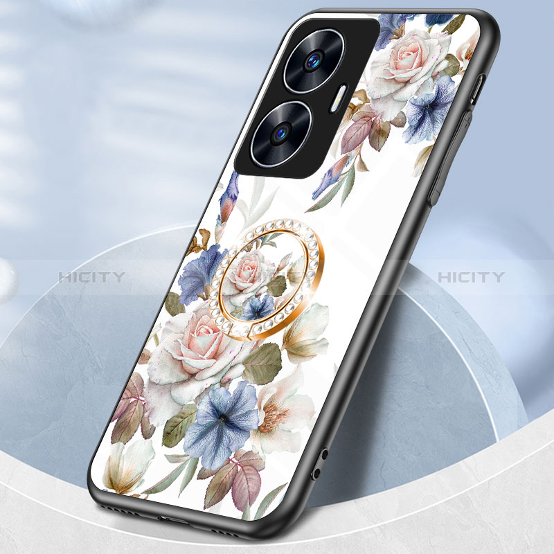 Funda Bumper Silicona Gel Espejo Flores Carcasa S01 para Realme C55