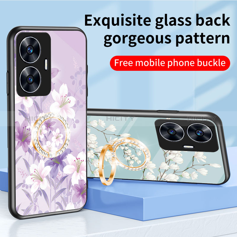 Funda Bumper Silicona Gel Espejo Flores Carcasa S01 para Realme C55