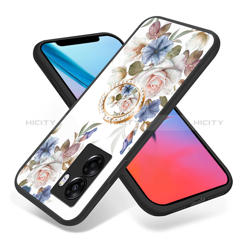 Funda Bumper Silicona Gel Espejo Flores Carcasa S01 para Realme Narzo 50 5G