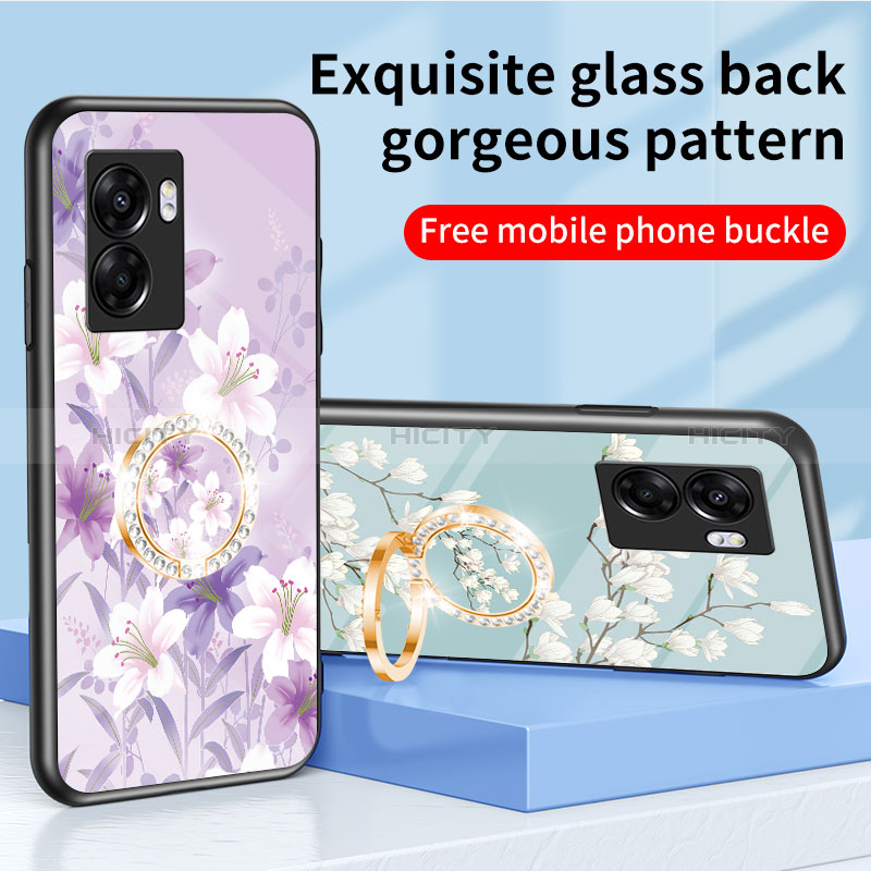 Funda Bumper Silicona Gel Espejo Flores Carcasa S01 para Realme Q5i 5G