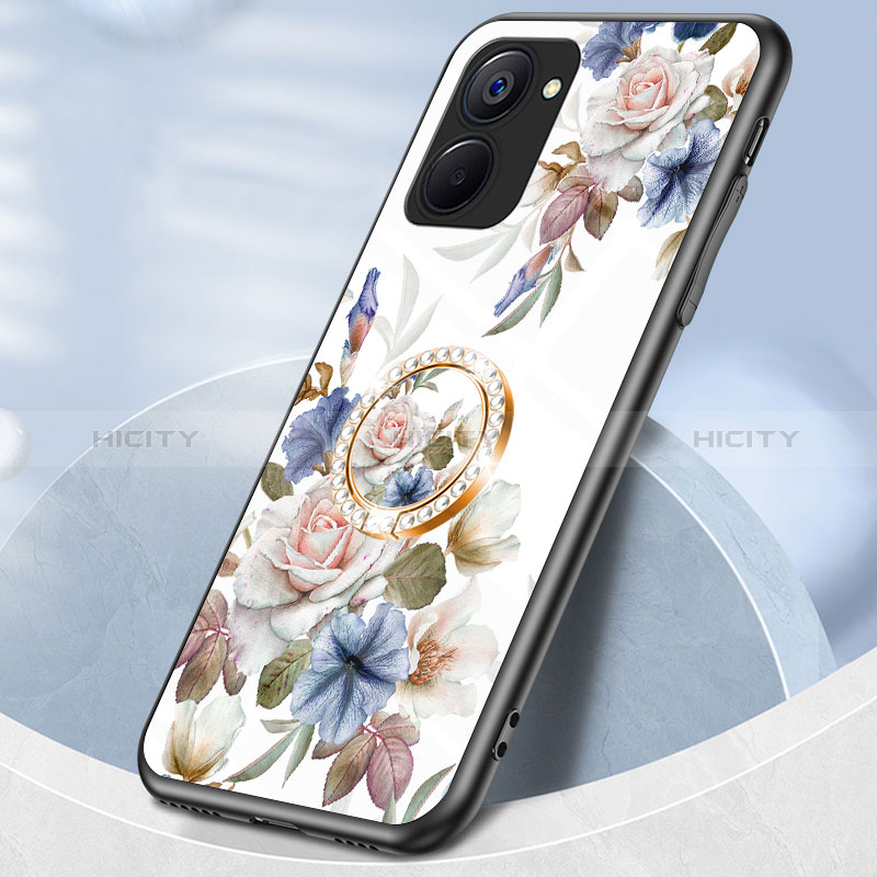 Funda Bumper Silicona Gel Espejo Flores Carcasa S01 para Realme V30t 5G