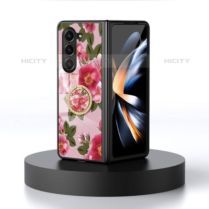 Funda Bumper Silicona Gel Espejo Flores Carcasa S01 para Samsung Galaxy Z Fold5 5G