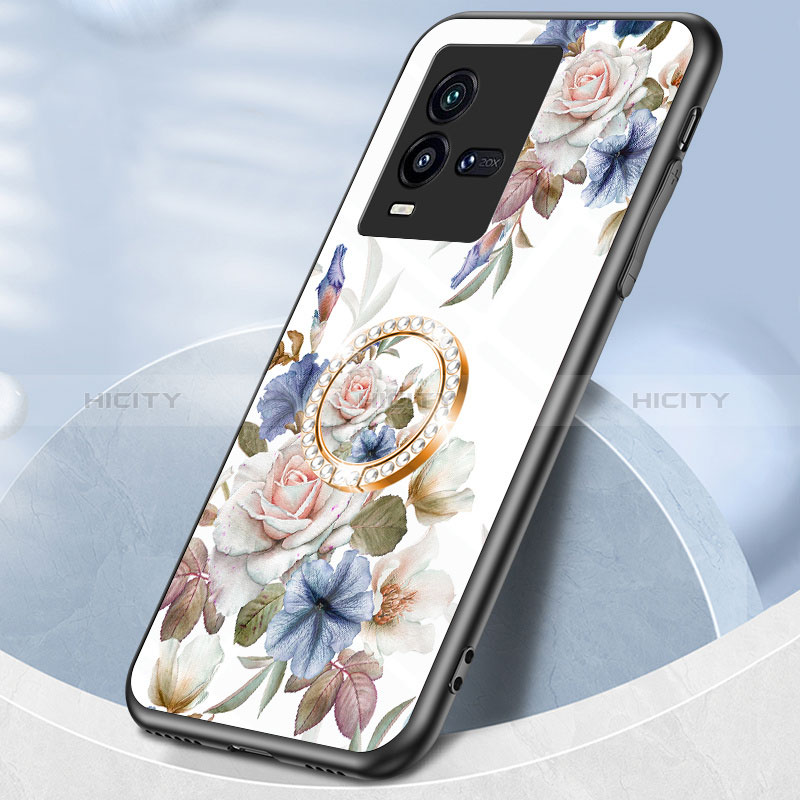 Funda Bumper Silicona Gel Espejo Flores Carcasa S01 para Vivo iQOO 10 5G