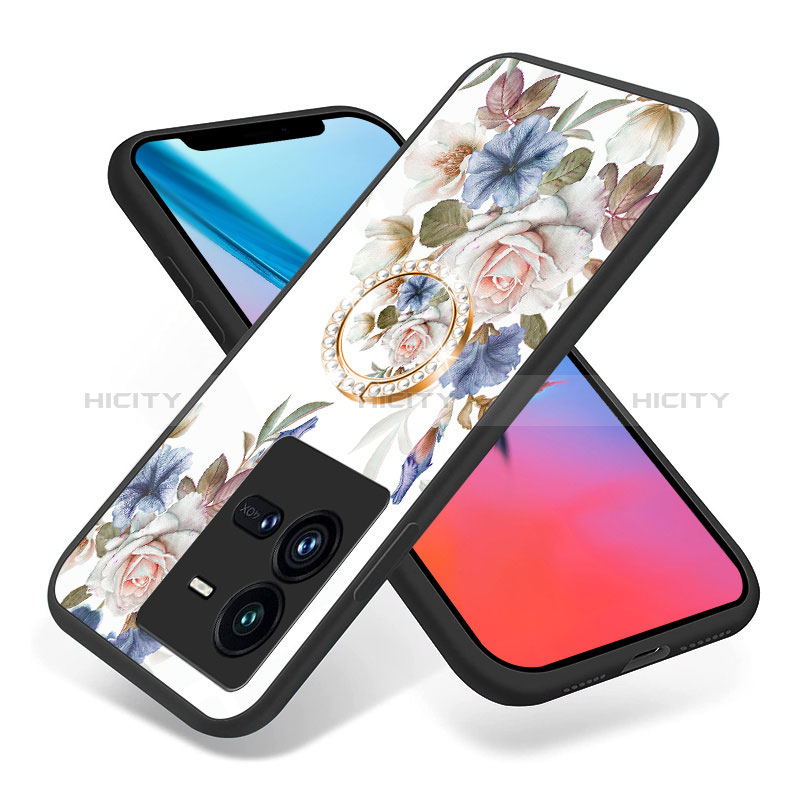 Funda Bumper Silicona Gel Espejo Flores Carcasa S01 para Vivo iQOO 10 Pro 5G