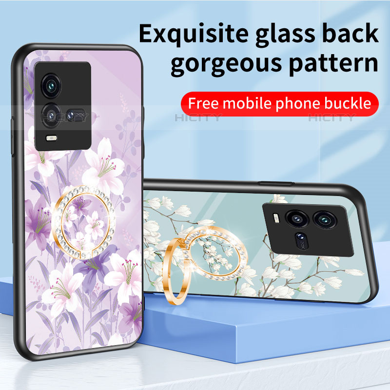 Funda Bumper Silicona Gel Espejo Flores Carcasa S01 para Vivo iQOO 9T 5G