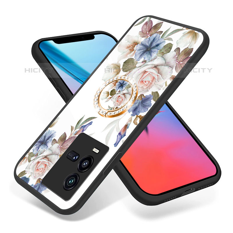 Funda Bumper Silicona Gel Espejo Flores Carcasa S01 para Vivo iQOO 9T 5G