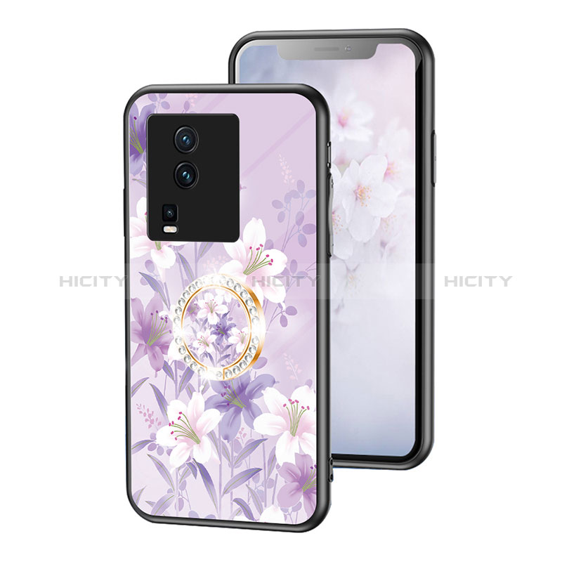 Funda Bumper Silicona Gel Espejo Flores Carcasa S01 para Vivo iQOO Neo7 5G