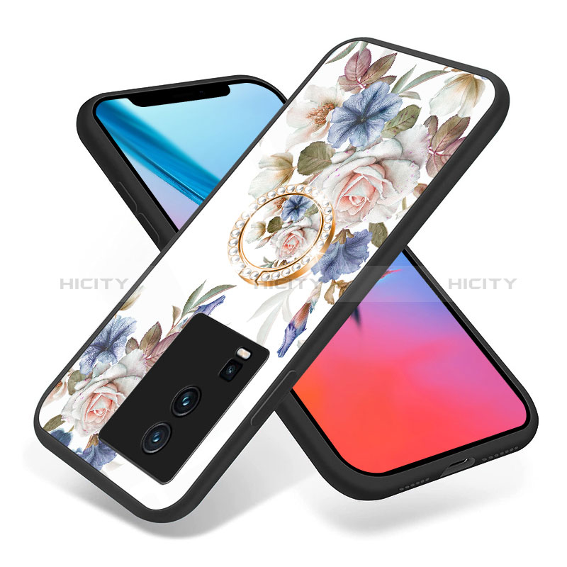 Funda Bumper Silicona Gel Espejo Flores Carcasa S01 para Vivo iQOO Neo7 SE