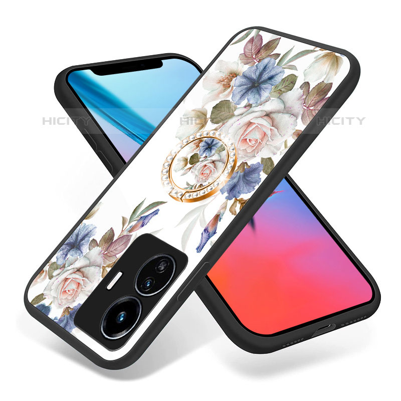 Funda Bumper Silicona Gel Espejo Flores Carcasa S01 para Vivo iQOO Z6 Lite 5G