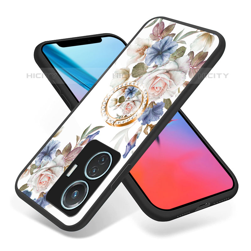 Funda Bumper Silicona Gel Espejo Flores Carcasa S01 para Vivo T1 4G