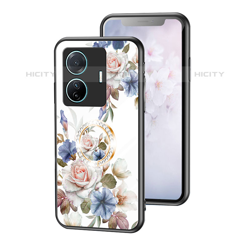 Funda Bumper Silicona Gel Espejo Flores Carcasa S01 para Vivo T1 Pro 5G