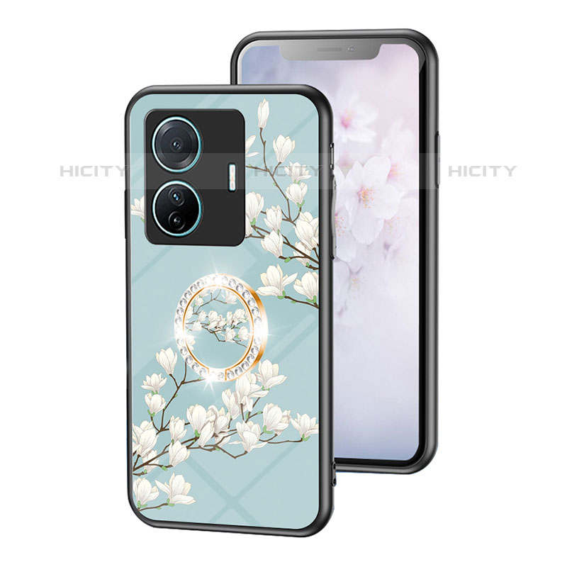 Funda Bumper Silicona Gel Espejo Flores Carcasa S01 para Vivo T1 Pro 5G