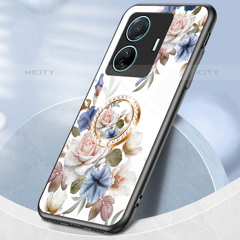 Funda Bumper Silicona Gel Espejo Flores Carcasa S01 para Vivo T1 Pro 5G