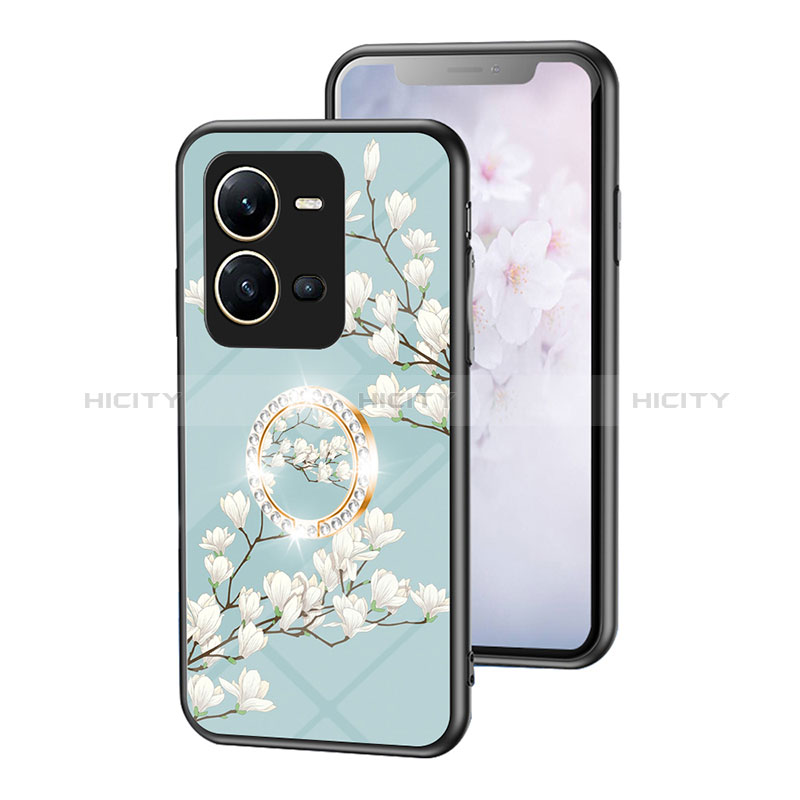 Funda Bumper Silicona Gel Espejo Flores Carcasa S01 para Vivo V25 5G