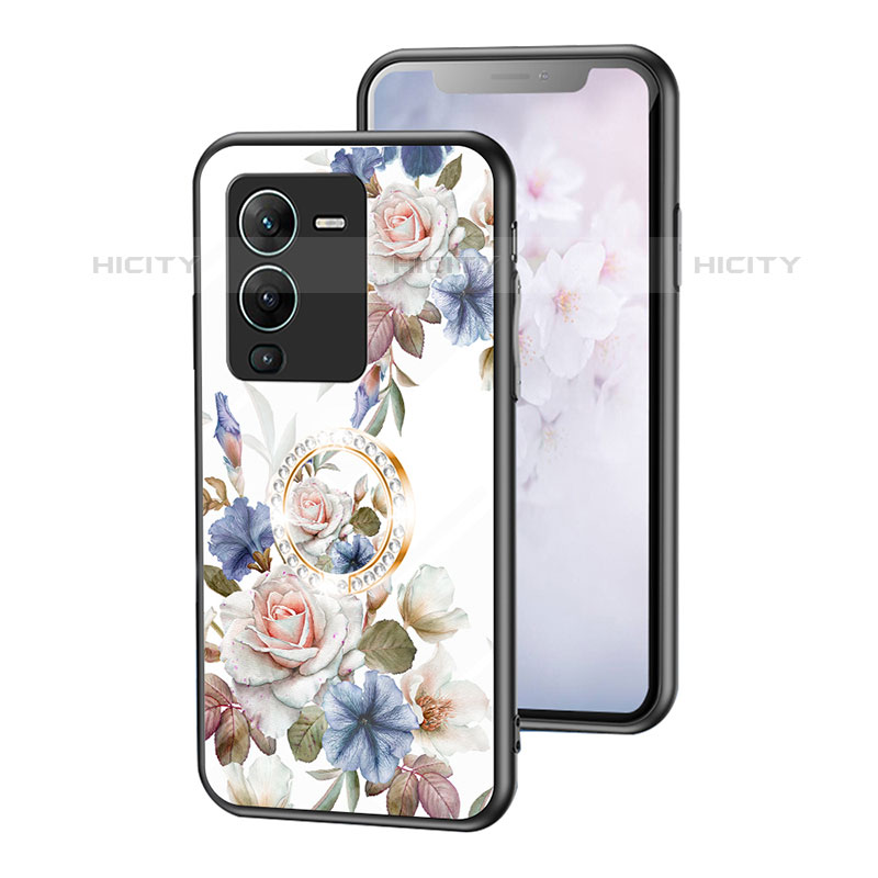 Funda Bumper Silicona Gel Espejo Flores Carcasa S01 para Vivo V25 Pro 5G