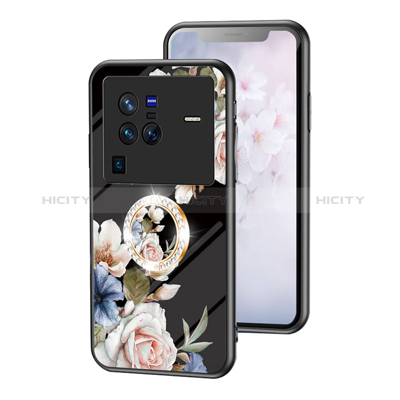 Funda Bumper Silicona Gel Espejo Flores Carcasa S01 para Vivo X80 Pro 5G