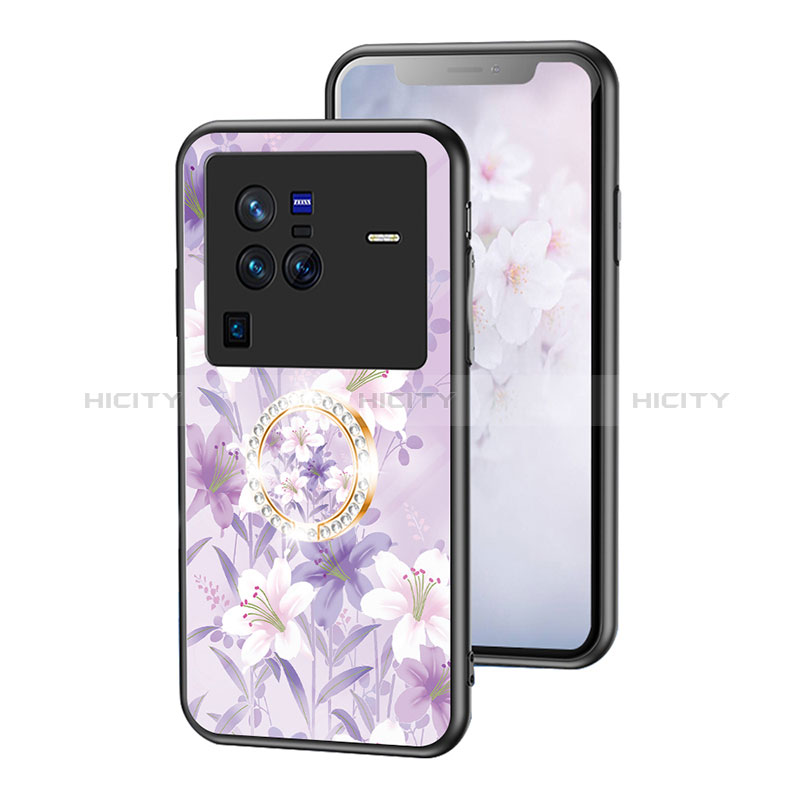 Funda Bumper Silicona Gel Espejo Flores Carcasa S01 para Vivo X80 Pro 5G