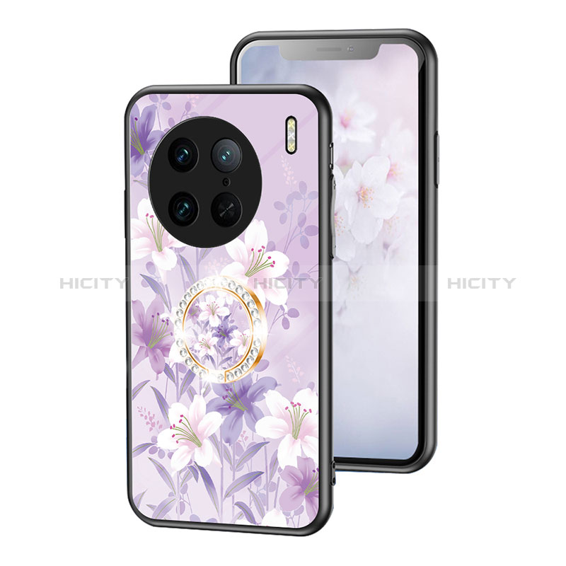 Funda Bumper Silicona Gel Espejo Flores Carcasa S01 para Vivo X90 Pro 5G