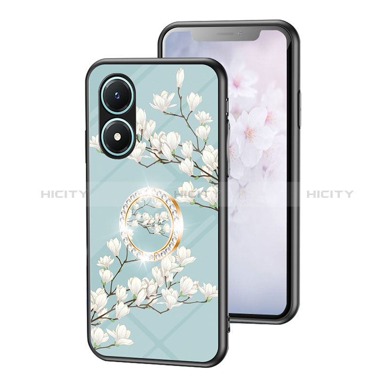 Funda Bumper Silicona Gel Espejo Flores Carcasa S01 para Vivo Y02S