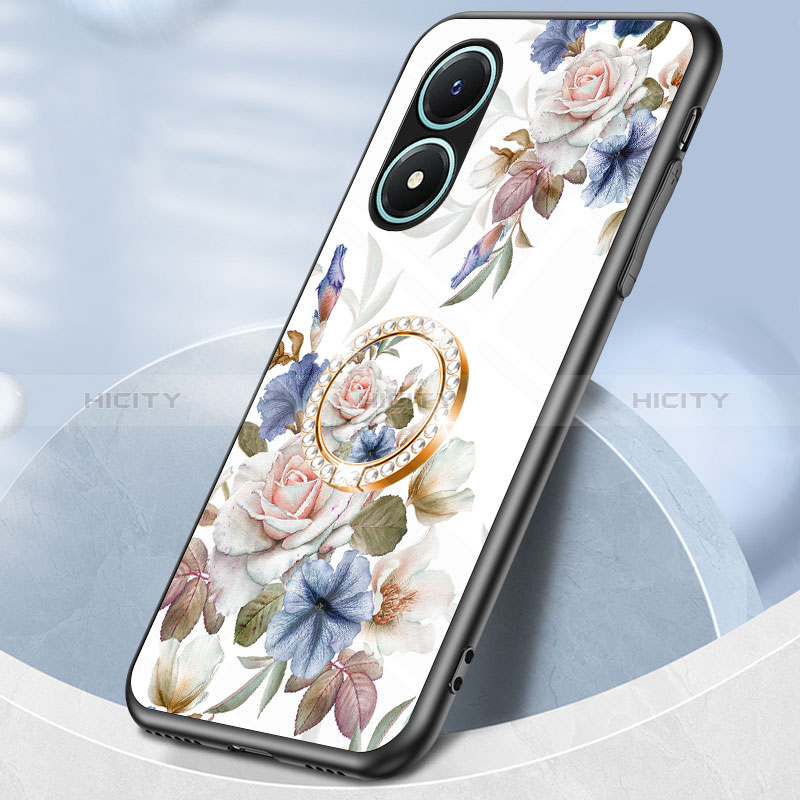 Funda Bumper Silicona Gel Espejo Flores Carcasa S01 para Vivo Y02S