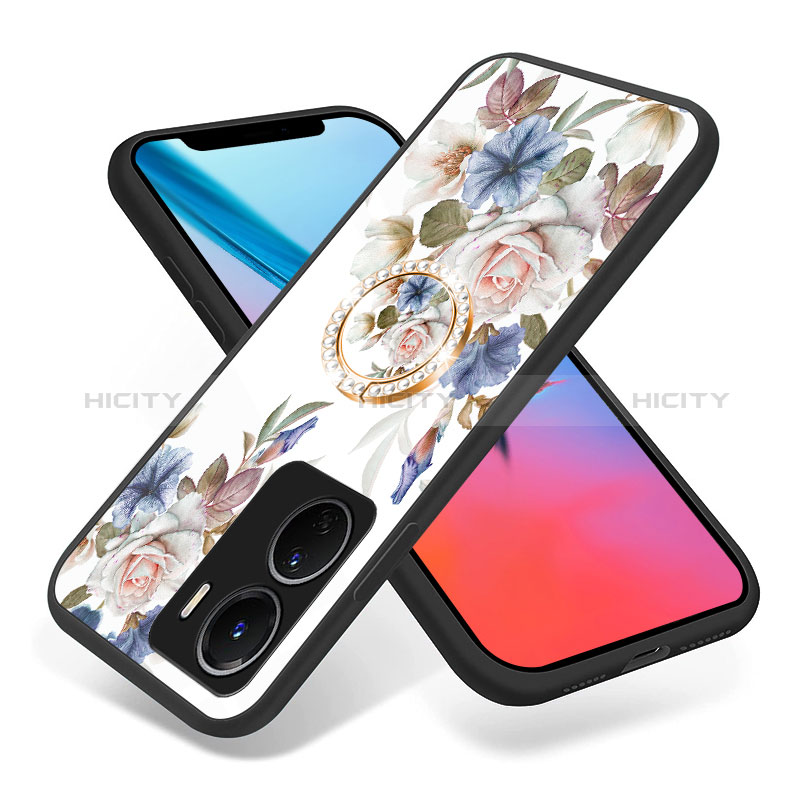 Funda Bumper Silicona Gel Espejo Flores Carcasa S01 para Vivo Y16