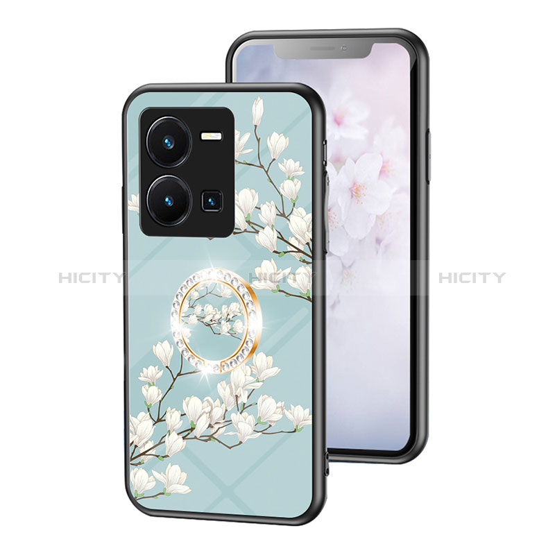 Funda Bumper Silicona Gel Espejo Flores Carcasa S01 para Vivo Y35 4G