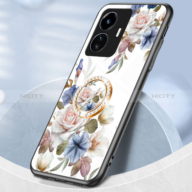 Funda Bumper Silicona Gel Espejo Flores Carcasa S01 para Vivo Y77e t1