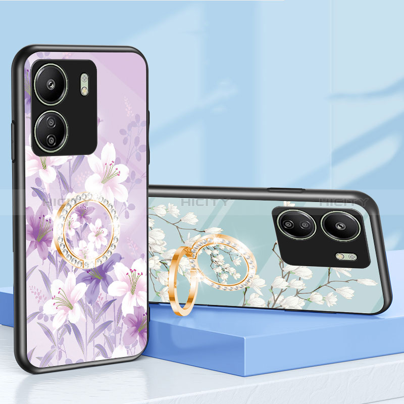 Funda Bumper Silicona Gel Espejo Flores Carcasa S01 para Xiaomi Poco C65