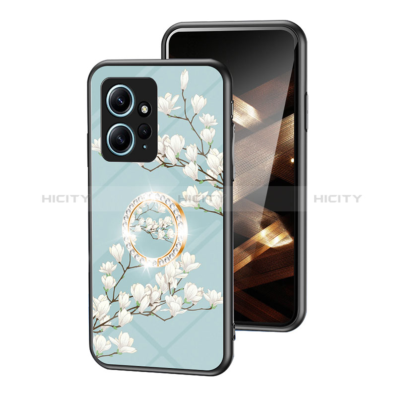 Funda Bumper Silicona Gel Espejo Flores Carcasa S01 para Xiaomi Redmi Note 12 4G Cian