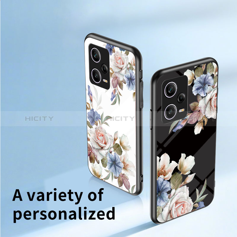 Funda Bumper Silicona Gel Espejo Flores Carcasa S01 para Xiaomi Redmi Note 12 Pro 5G