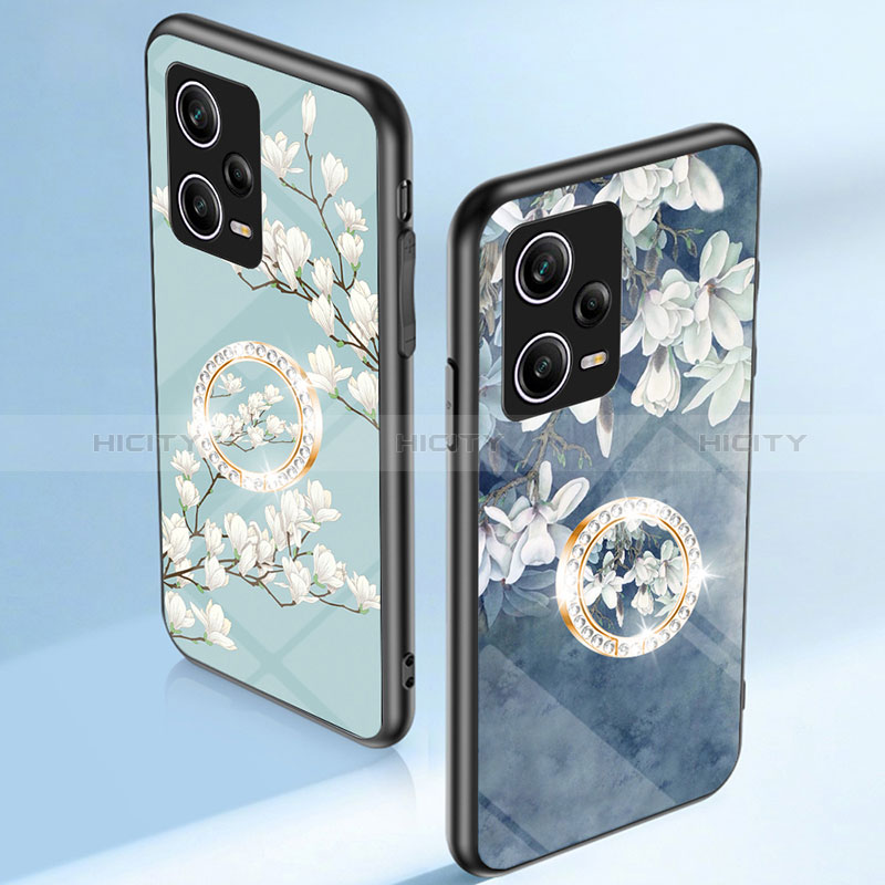 Funda Bumper Silicona Gel Espejo Flores Carcasa S01 para Xiaomi Redmi Note 12 Pro 5G