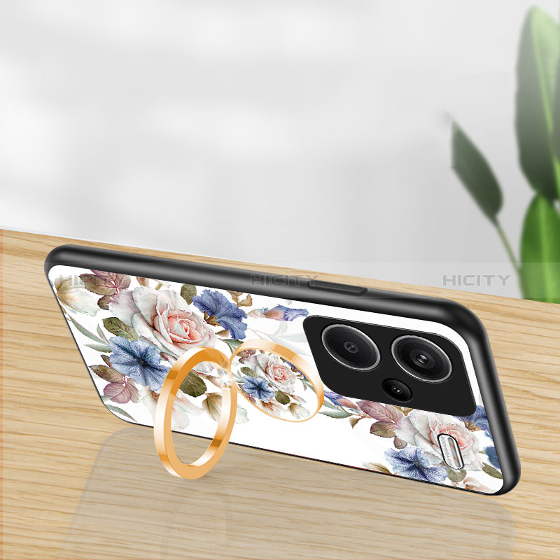 Funda Bumper Silicona Gel Espejo Flores Carcasa S01 para Xiaomi Redmi Note 13 Pro+ Plus 5G